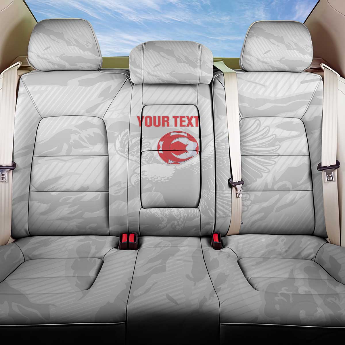 Custom Tunisia Football Back Car Seat Cover 2026 Eagles of Carthage White Grunge - Wonder Print Shop