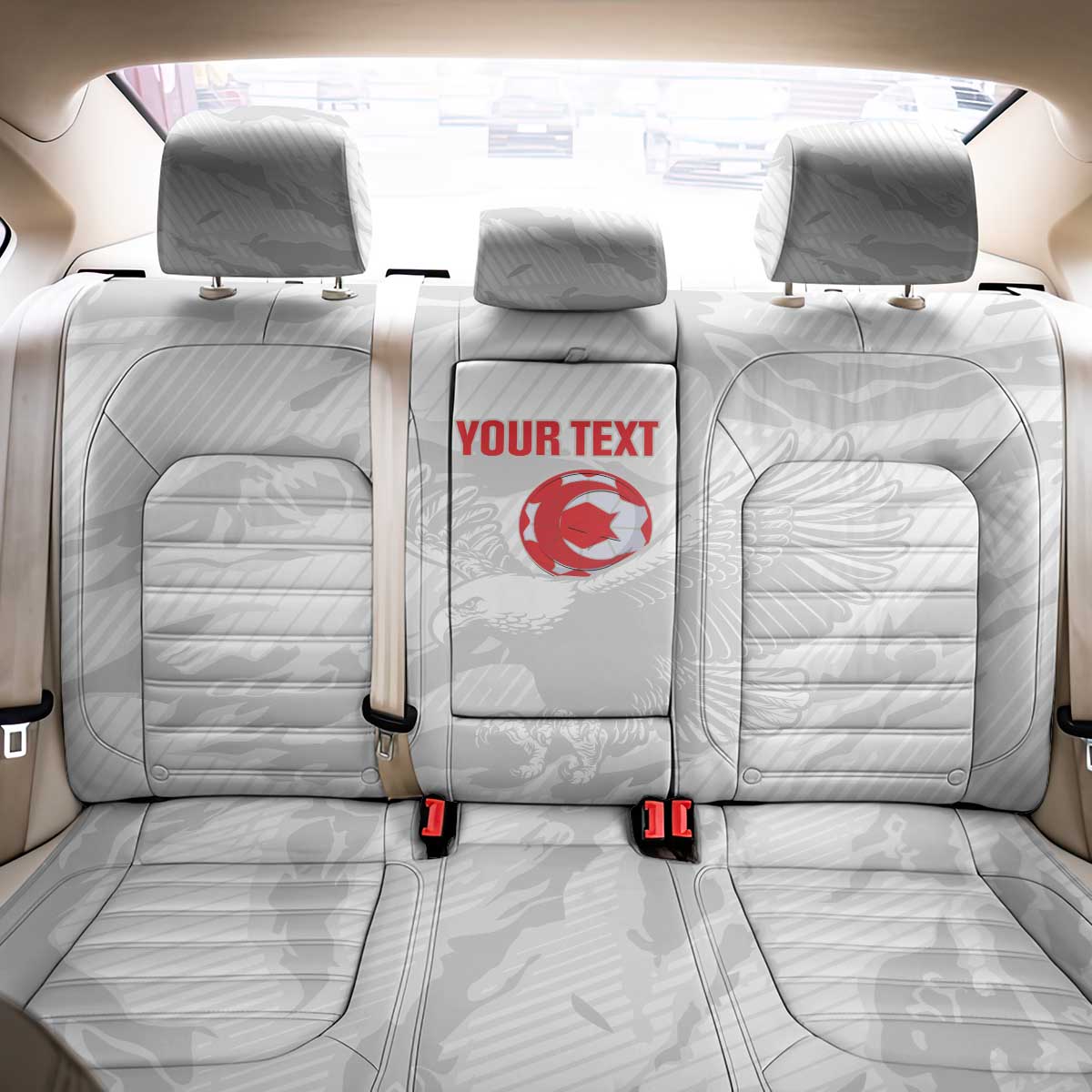 Custom Tunisia Football Back Car Seat Cover 2026 Eagles of Carthage White Grunge - Wonder Print Shop
