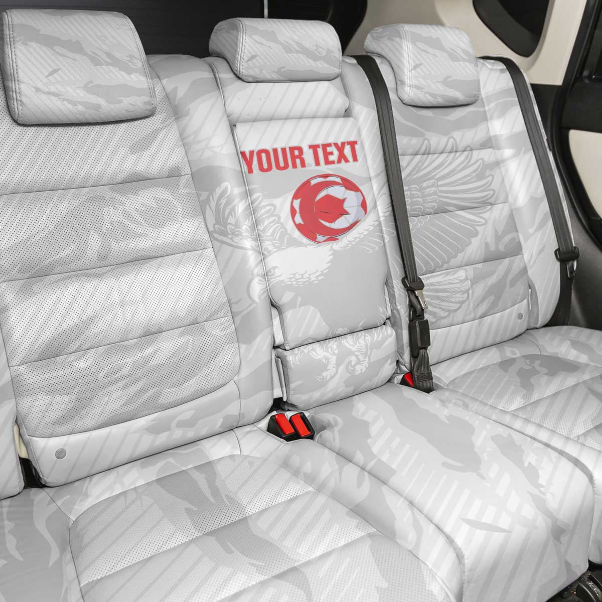 Custom Tunisia Football Back Car Seat Cover 2026 Eagles of Carthage White Grunge - Wonder Print Shop