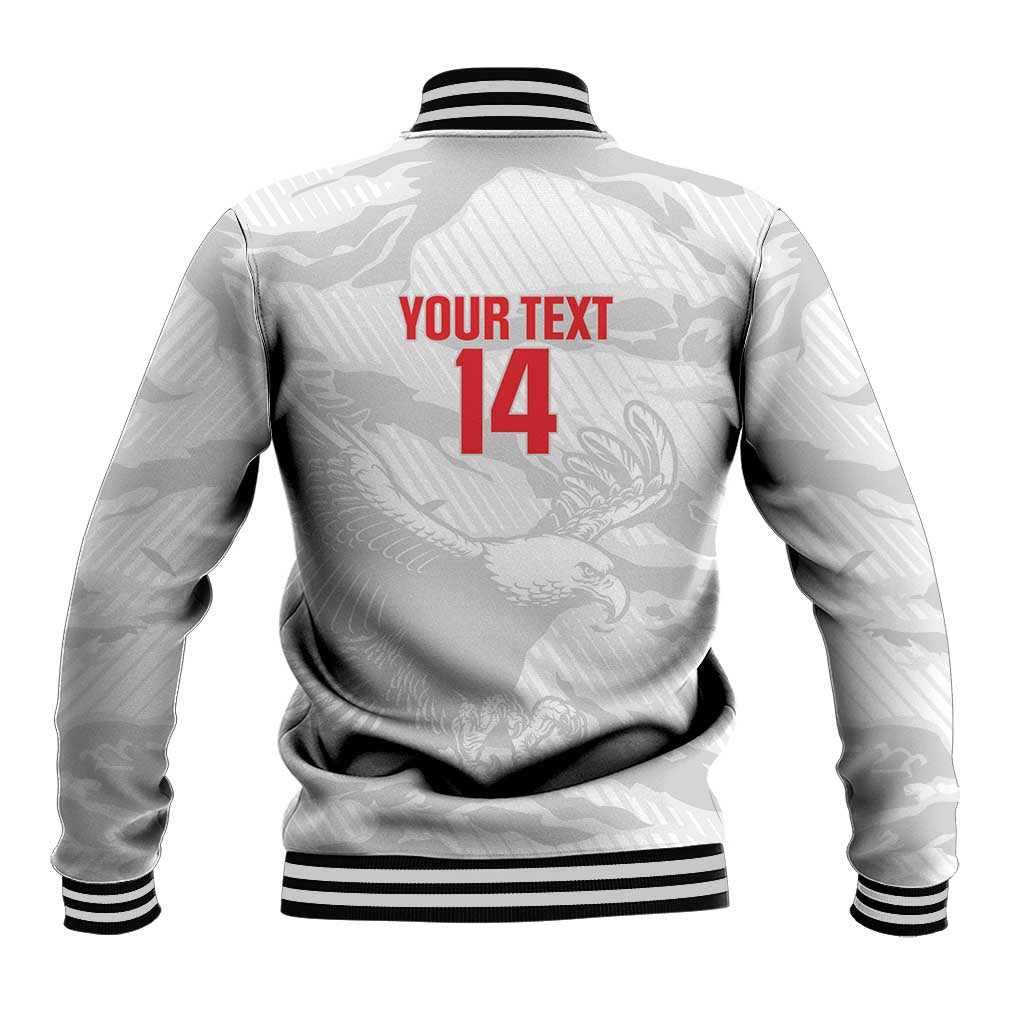 Custom Tunisia Football Baseball Jacket 2026 Eagles of Carthage White Grunge - Wonder Print Shop