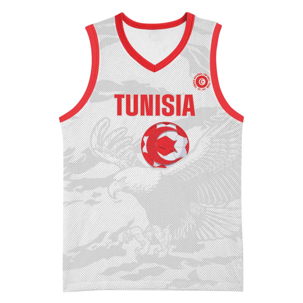 Custom Tunisia Football Basketball Jersey 2026 Eagles of Carthage White Grunge - Wonder Print Shop
