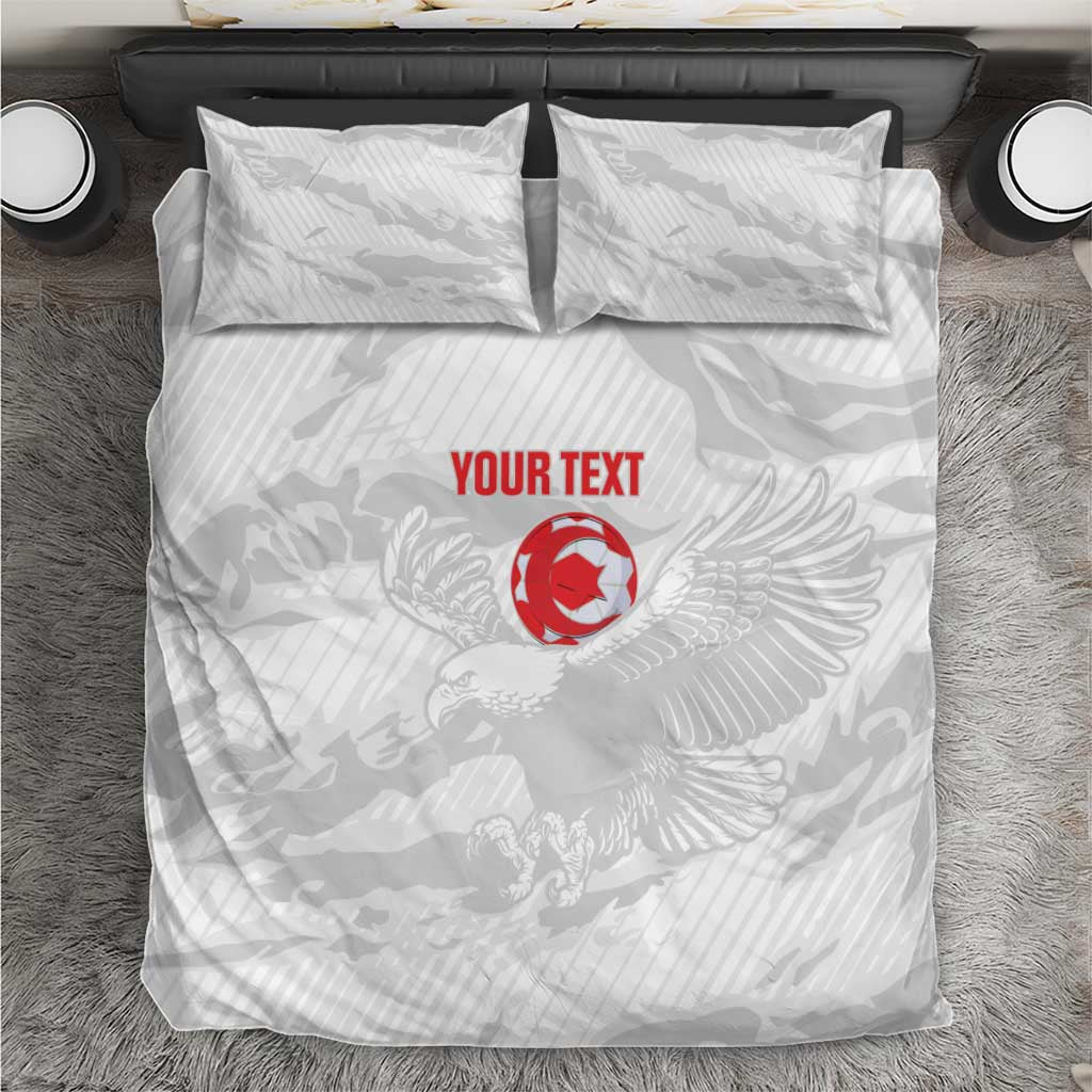 Custom Tunisia Football Bedding Set 2026 Eagles of Carthage White Grunge - Wonder Print Shop