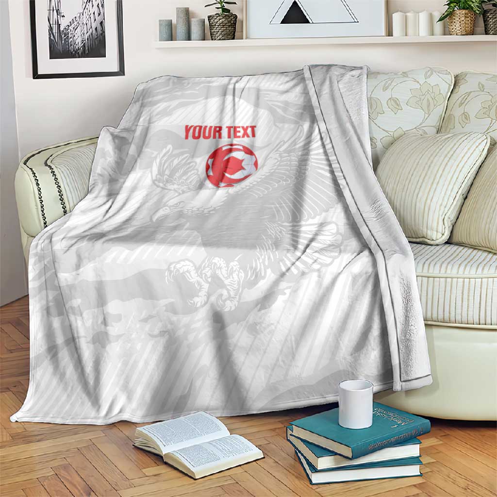 Custom Tunisia Football Blanket 2026 Eagles of Carthage White Grunge - Wonder Print Shop