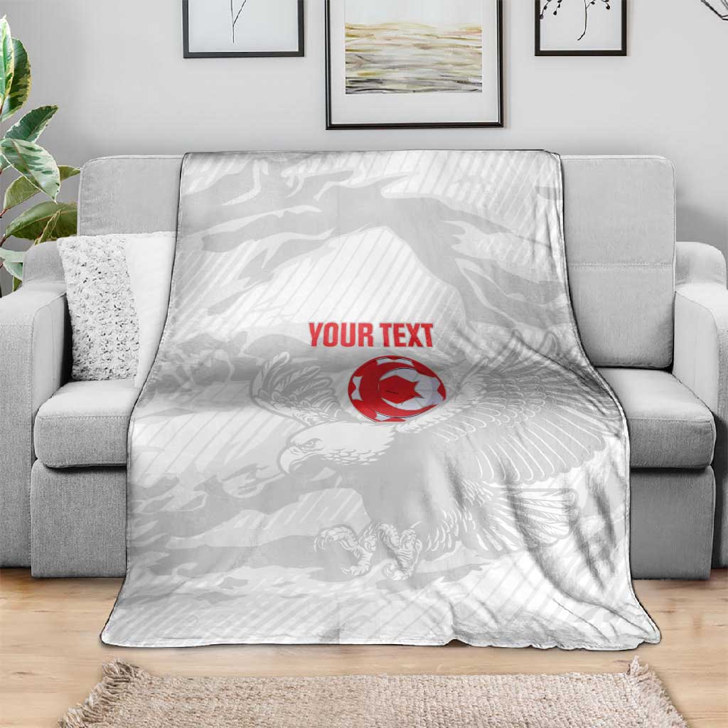 Custom Tunisia Football Blanket 2026 Eagles of Carthage White Grunge - Wonder Print Shop