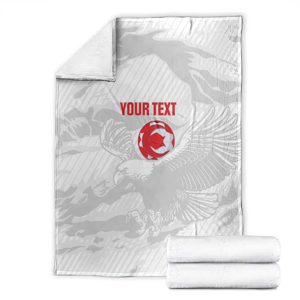 Custom Tunisia Football Blanket 2026 Eagles of Carthage White Grunge - Wonder Print Shop
