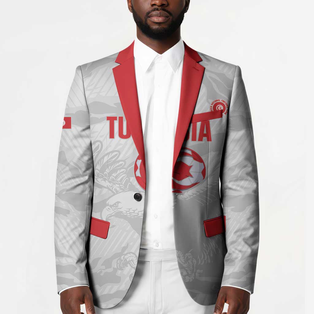 Custom Tunisia Football Blazer 2026 Eagles of Carthage White Grunge - Wonder Print Shop