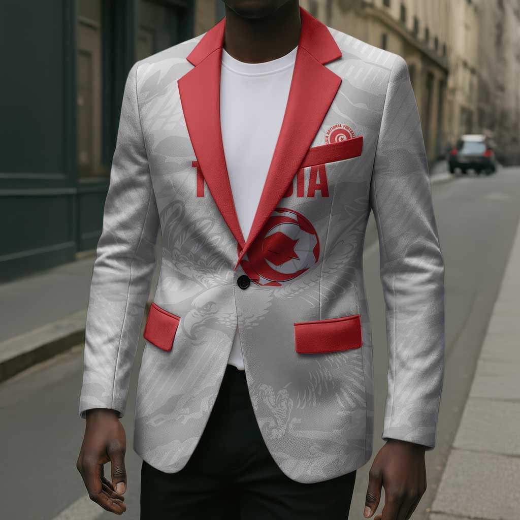 Custom Tunisia Football Blazer 2026 Eagles of Carthage White Grunge - Wonder Print Shop