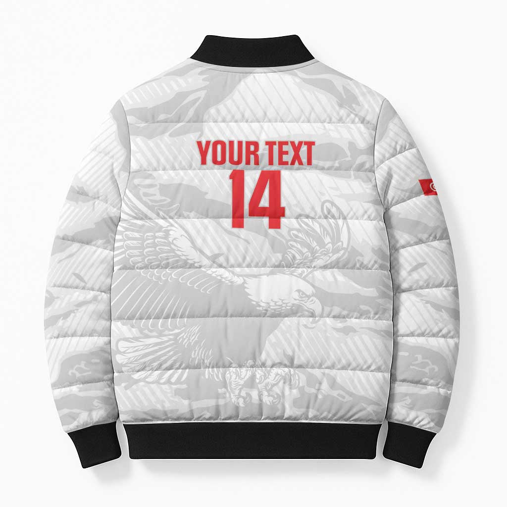Custom Tunisia Football Bomber Puffer Jacket 2026 Eagles of Carthage White Grunge - Wonder Print Shop