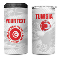 Custom Tunisia Football 4 in 1 Can Cooler Tumbler 2026 Eagles of Carthage White Grunge - Wonder Print Shop