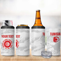 Custom Tunisia Football 4 in 1 Can Cooler Tumbler 2026 Eagles of Carthage White Grunge - Wonder Print Shop