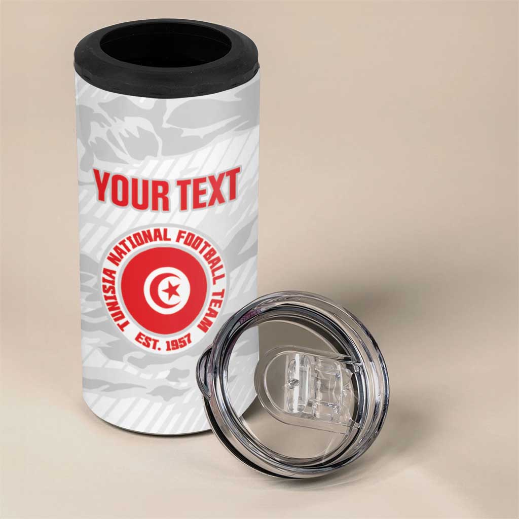 Custom Tunisia Football 4 in 1 Can Cooler Tumbler 2026 Eagles of Carthage White Grunge - Wonder Print Shop