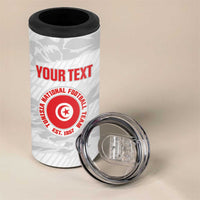 Custom Tunisia Football 4 in 1 Can Cooler Tumbler 2026 Eagles of Carthage White Grunge - Wonder Print Shop