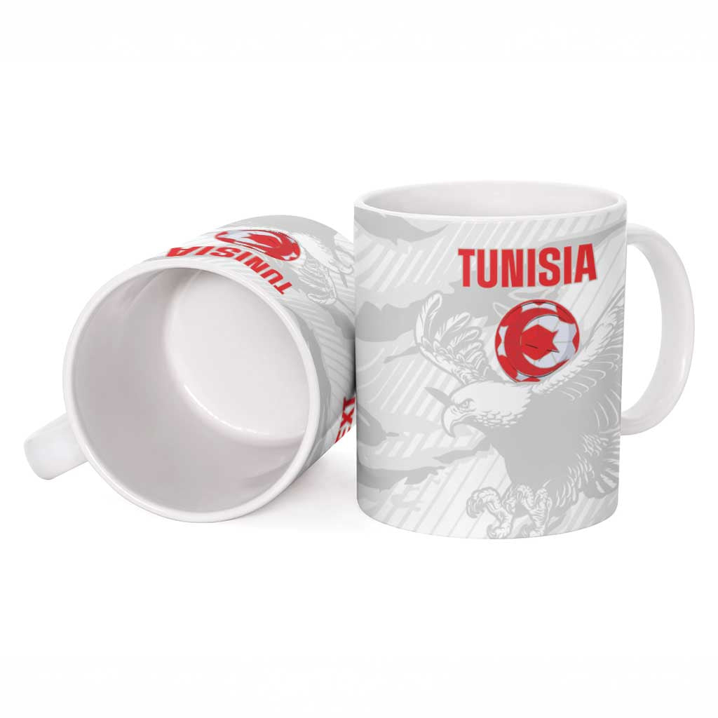 Custom Tunisia Football Ceramic Mug 2026 Eagles of Carthage White Grunge - Wonder Print Shop