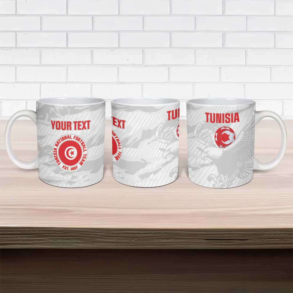 Custom Tunisia Football Ceramic Mug 2026 Eagles of Carthage White Grunge - Wonder Print Shop