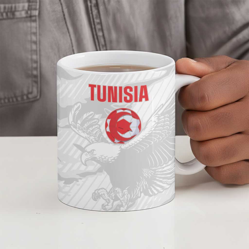 Custom Tunisia Football Ceramic Mug 2026 Eagles of Carthage White Grunge - Wonder Print Shop