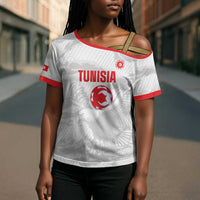 Custom Tunisia Football Cross Shoulder Shirt 2026 Eagles of Carthage White Grunge - Wonder Print Shop