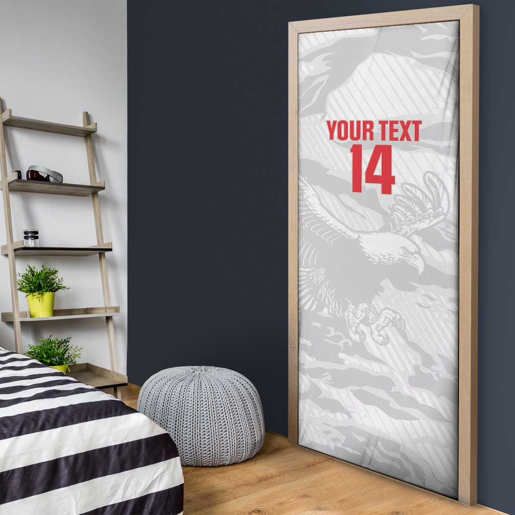 Custom Tunisia Football Door Cover 2026 Eagles of Carthage White Grunge - Wonder Print Shop