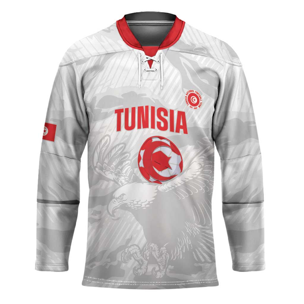 Custom Tunisia Football Hockey Jersey 2026 Eagles of Carthage White Grunge - Wonder Print Shop