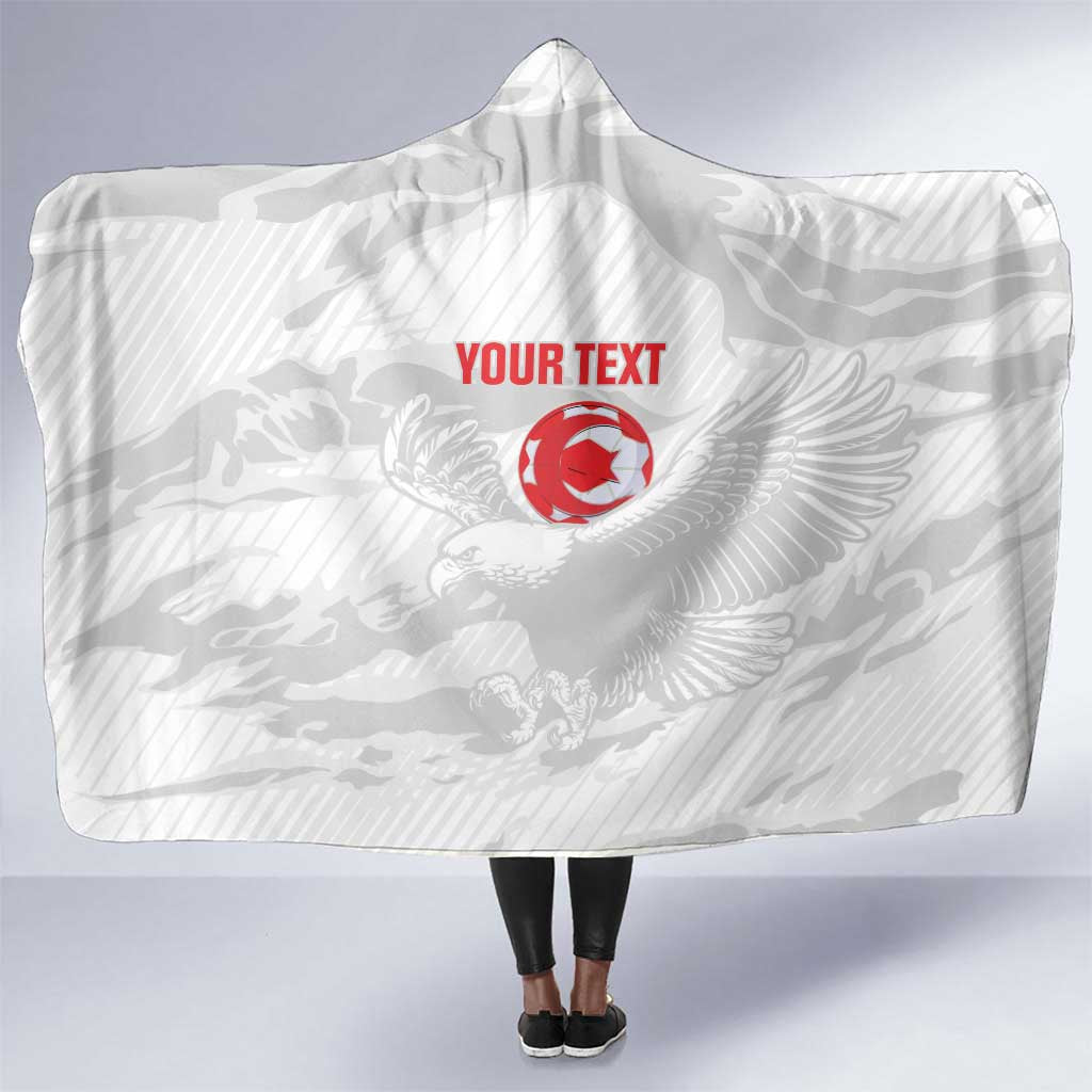 Custom Tunisia Football Hooded Blanket 2026 Eagles of Carthage White Grunge - Wonder Print Shop