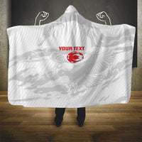 Custom Tunisia Football Hooded Blanket 2026 Eagles of Carthage White Grunge - Wonder Print Shop