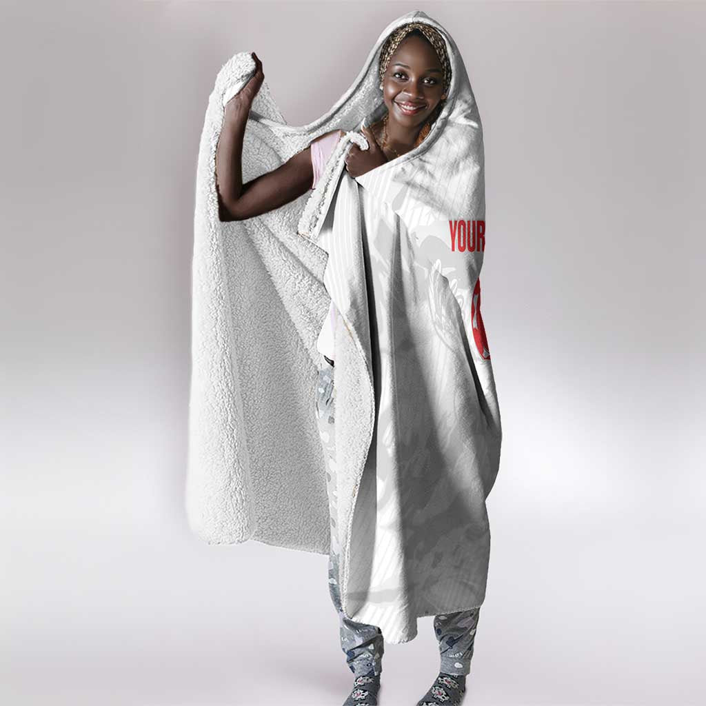 Custom Tunisia Football Hooded Blanket 2026 Eagles of Carthage White Grunge - Wonder Print Shop