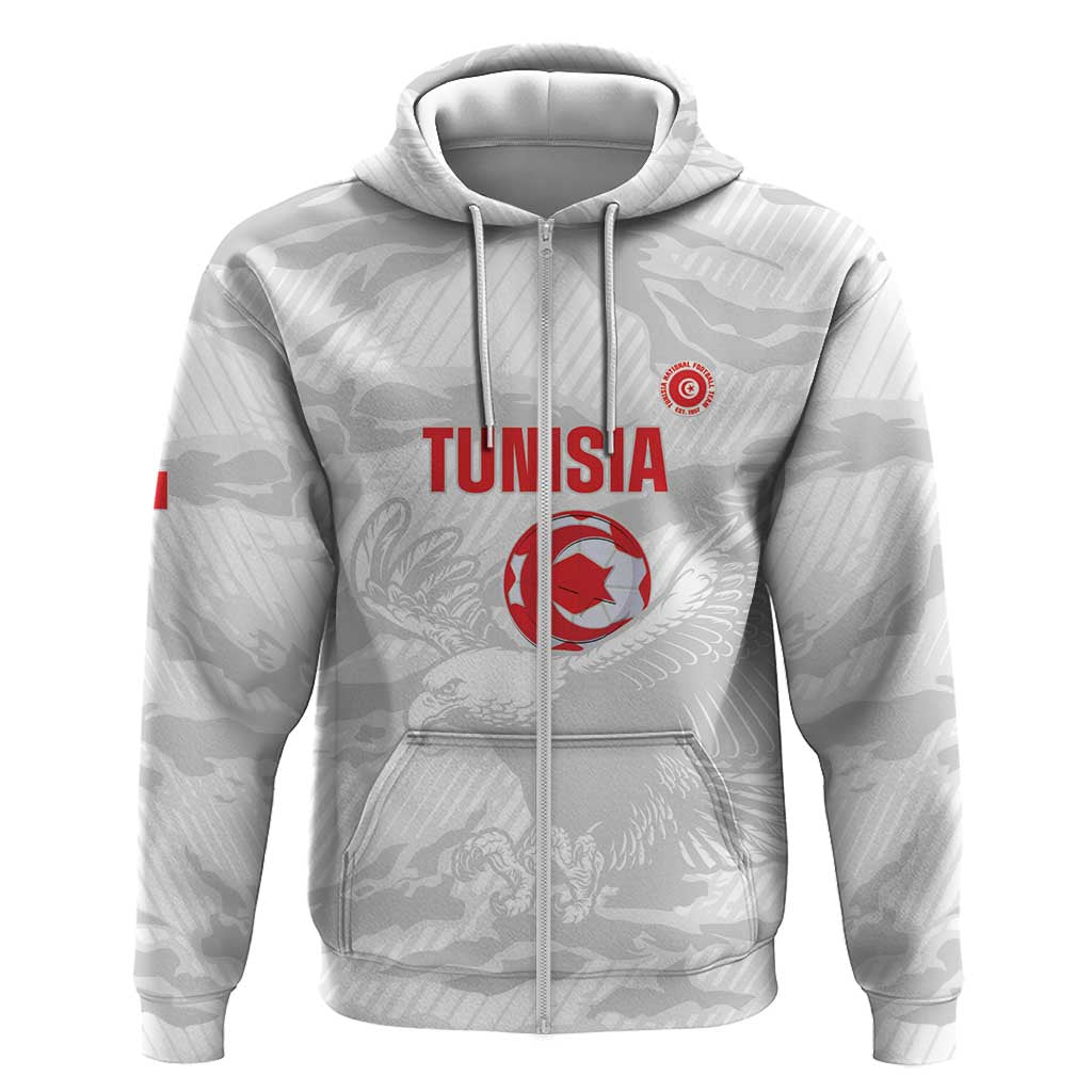 Custom Tunisia Football Hoodie 2026 Eagles of Carthage White Grunge - Wonder Print Shop