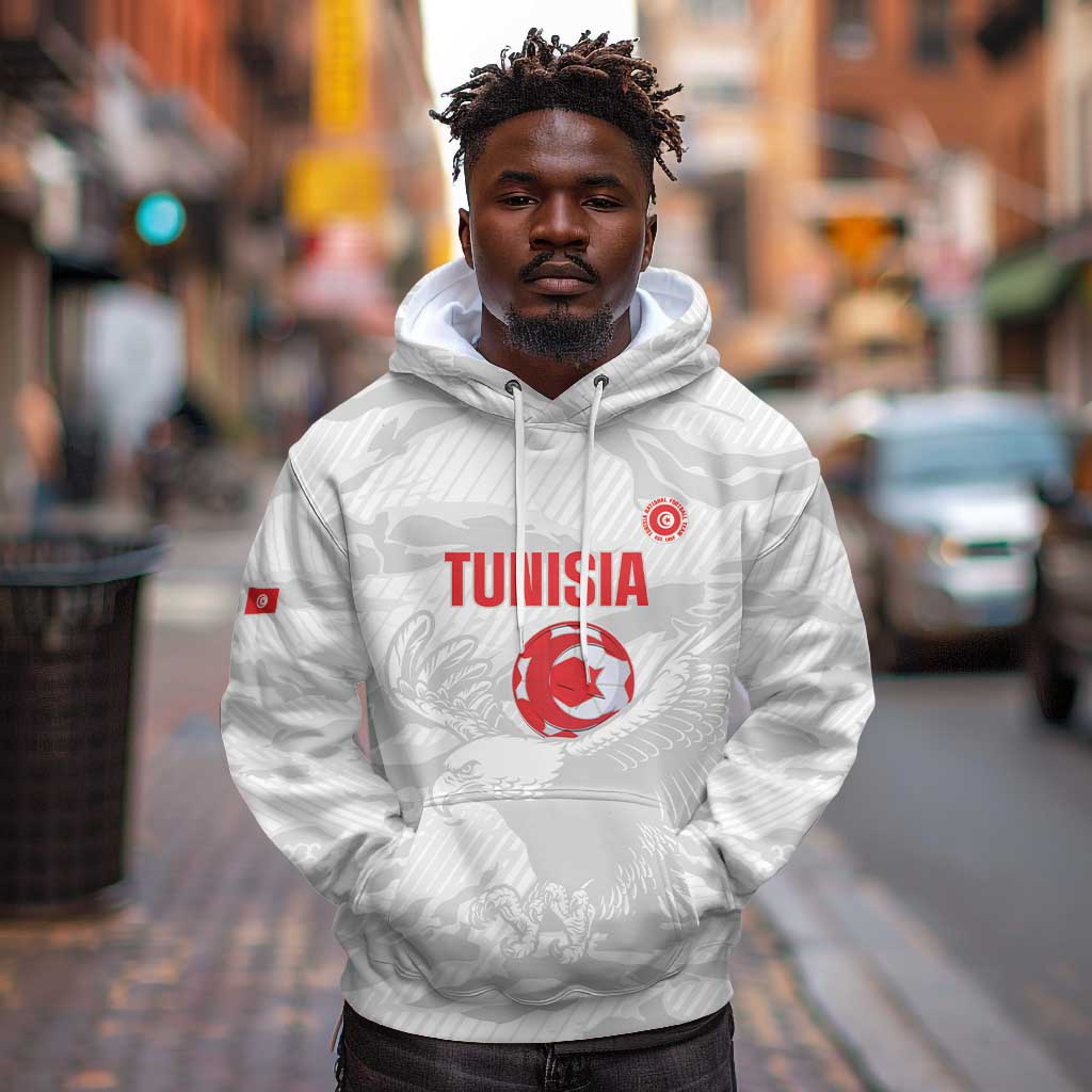 Custom Tunisia Football Hoodie 2026 Eagles of Carthage White Grunge - Wonder Print Shop