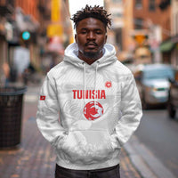 Custom Tunisia Football Hoodie 2026 Eagles of Carthage White Grunge - Wonder Print Shop