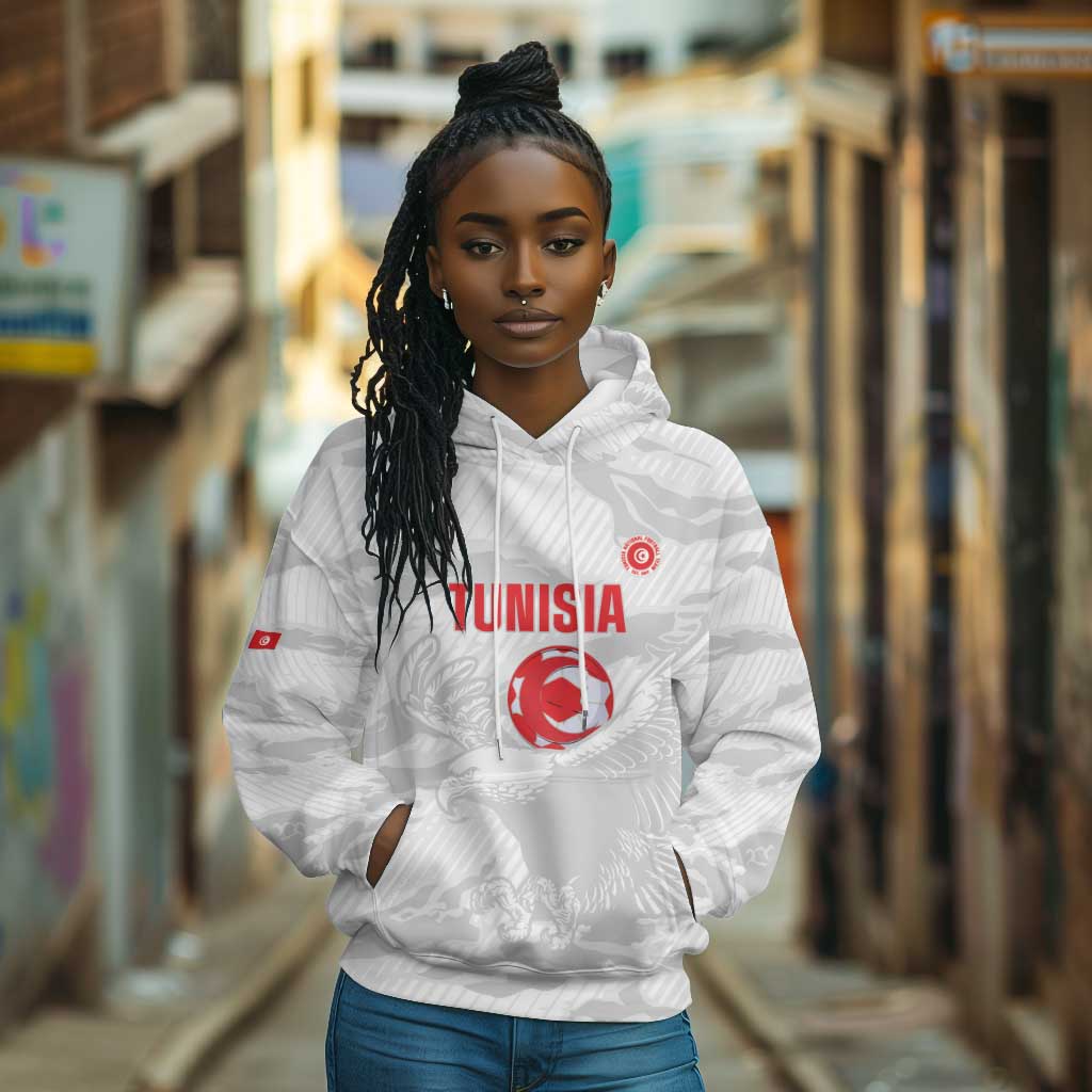 Custom Tunisia Football Hoodie 2026 Eagles of Carthage White Grunge - Wonder Print Shop