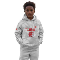 Custom Tunisia Football Kid Hoodie 2026 Eagles of Carthage White Grunge - Wonder Print Shop