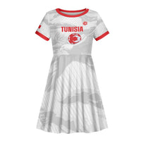 Custom Tunisia Football Kid Short Sleeve Dress 2026 Eagles of Carthage White Grunge LT14
