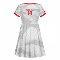 Custom Tunisia Football Kid Short Sleeve Dress 2026 Eagles of Carthage White Grunge LT14