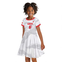 Custom Tunisia Football Kid Short Sleeve Dress 2026 Eagles of Carthage White Grunge LT14
