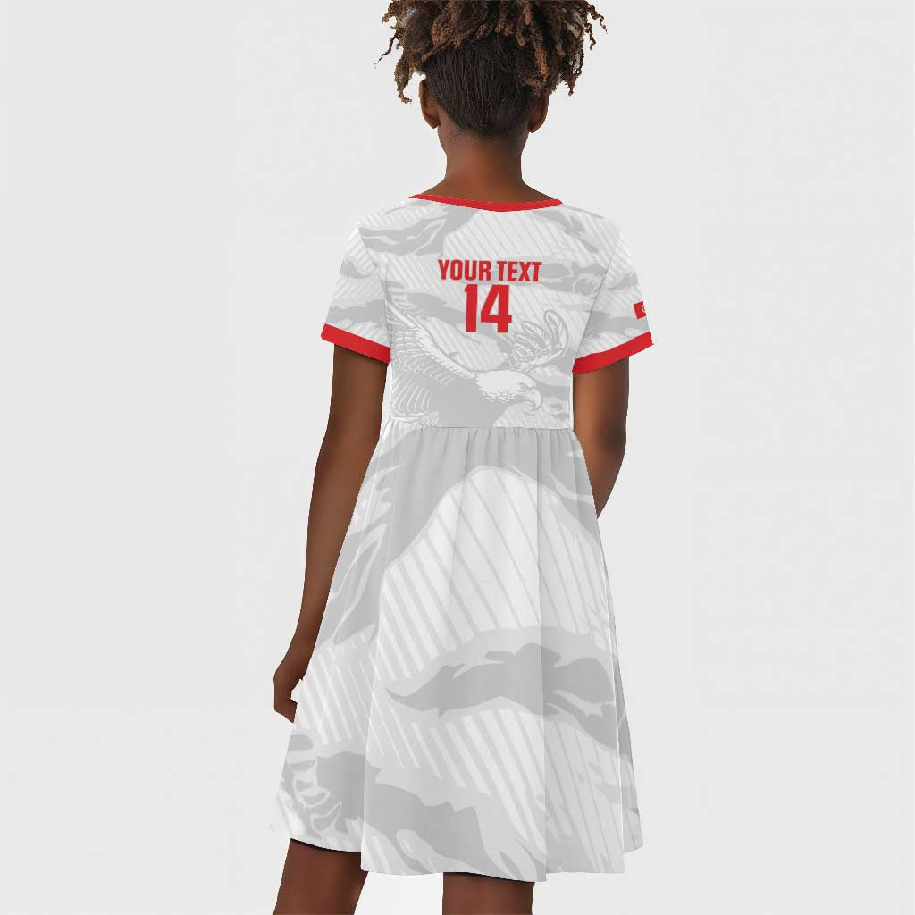 Custom Tunisia Football Kid Short Sleeve Dress 2026 Eagles of Carthage White Grunge LT14