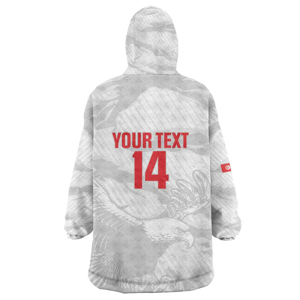 Custom Tunisia Football Kid Wearable Blanket Hoodie 2026 Eagles of Carthage White Grunge - Wonder Print Shop