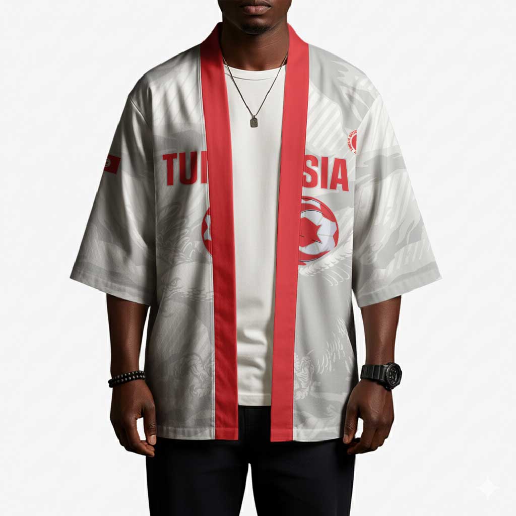 Custom Tunisia Football Kimono 2026 Eagles of Carthage White Grunge - Wonder Print Shop