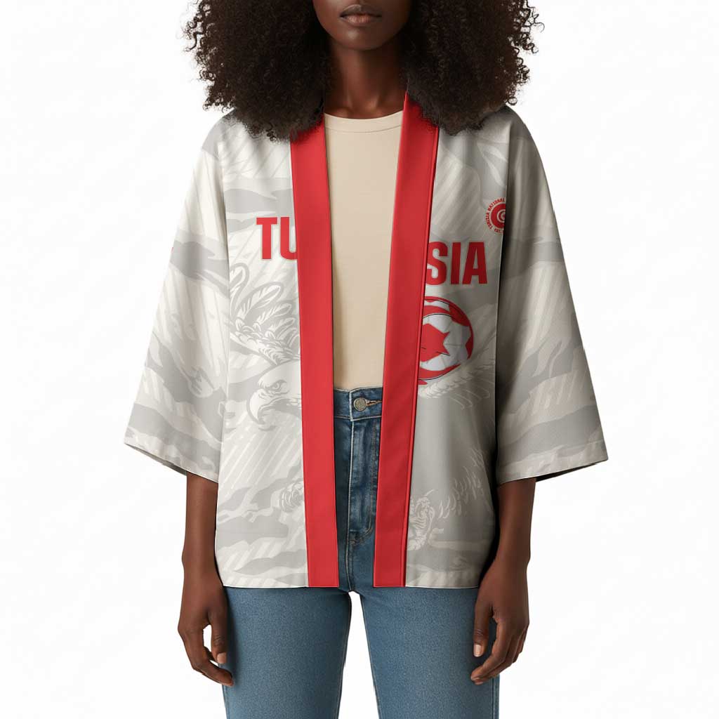 Custom Tunisia Football Kimono 2026 Eagles of Carthage White Grunge - Wonder Print Shop