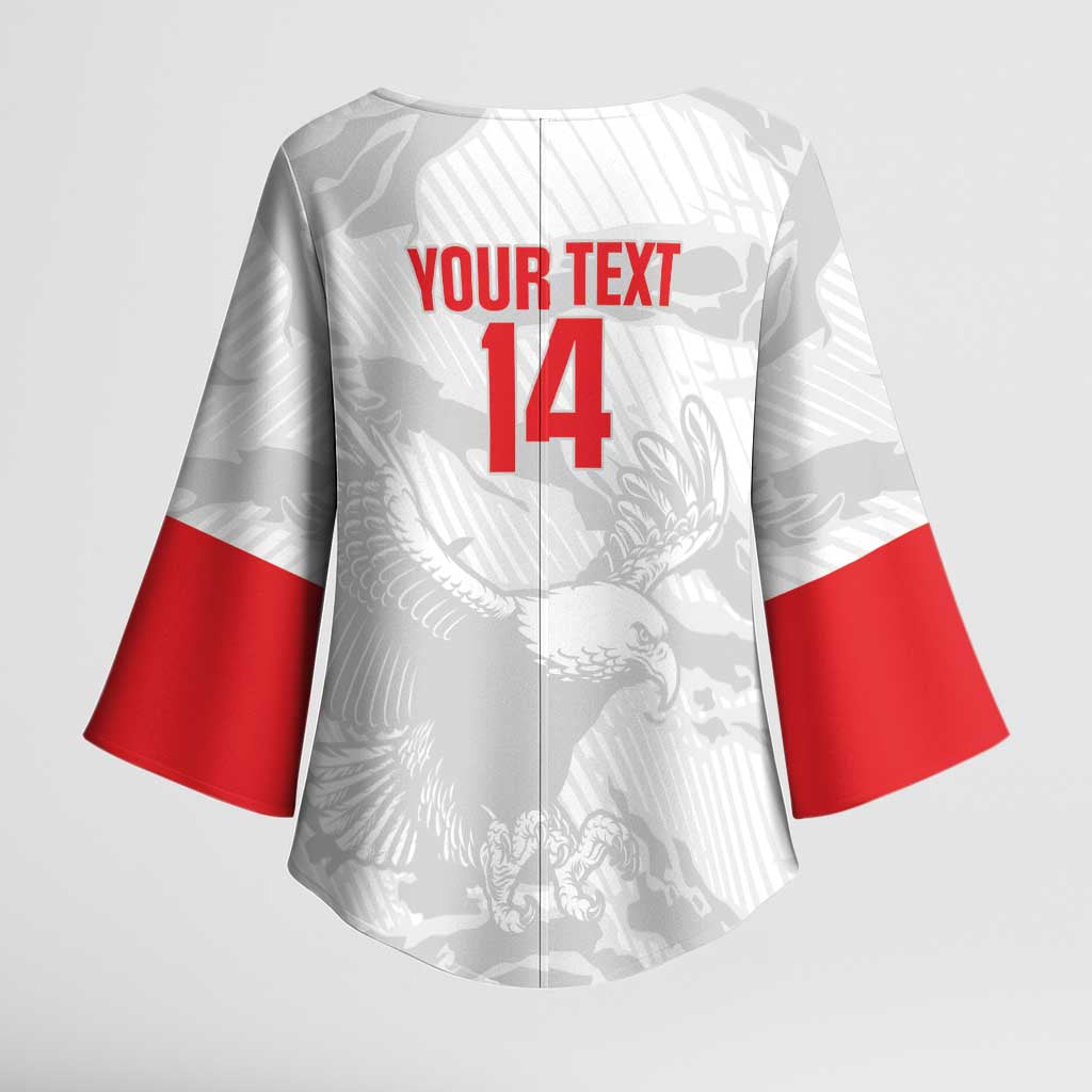 Custom Tunisia Football Kimono Sleeve Blouse 2026 Eagles of Carthage White Grunge - Wonder Print Shop