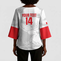 Custom Tunisia Football Kimono Sleeve Blouse 2026 Eagles of Carthage White Grunge - Wonder Print Shop
