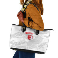Custom Tunisia Football Leather Tote Bag 2026 Eagles of Carthage White Grunge - Wonder Print Shop