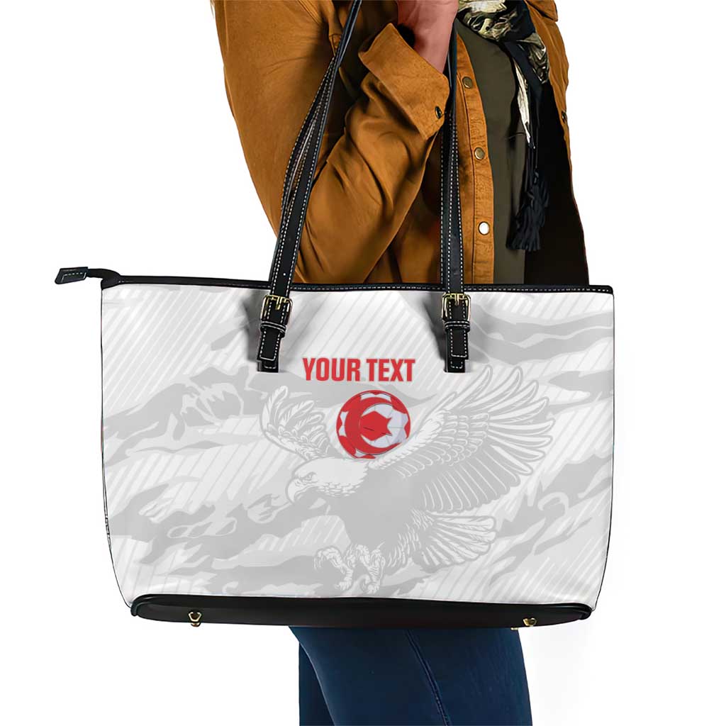 Custom Tunisia Football Leather Tote Bag 2026 Eagles of Carthage White Grunge - Wonder Print Shop