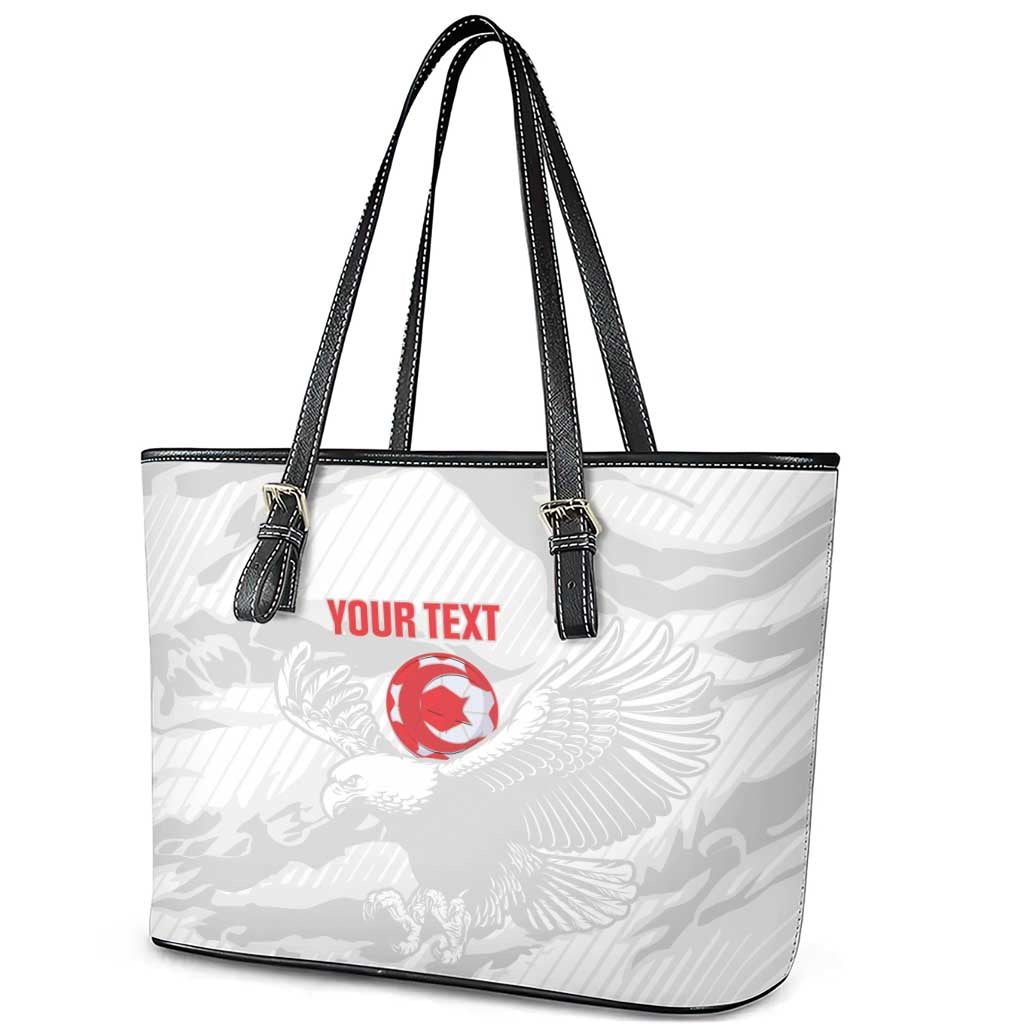 Custom Tunisia Football Leather Tote Bag 2026 Eagles of Carthage White Grunge - Wonder Print Shop