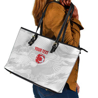 Custom Tunisia Football Leather Tote Bag 2026 Eagles of Carthage White Grunge - Wonder Print Shop