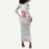Custom Tunisia Football Long Sleeve Bodycon Dress 2026 Eagles of Carthage White Grunge - Wonder Print Shop