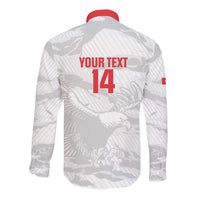 Custom Tunisia Football Long Sleeve Button Shirt 2026 Eagles of Carthage White Grunge - Wonder Print Shop