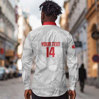 Custom Tunisia Football Long Sleeve Button Shirt 2026 Eagles of Carthage White Grunge - Wonder Print Shop
