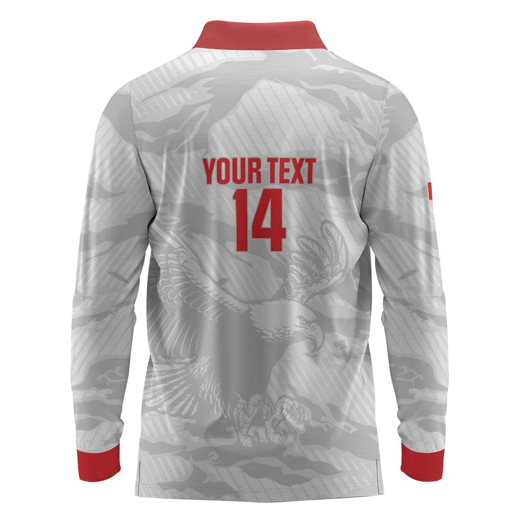 Custom Tunisia Football Long Sleeve Polo Shirt 2026 Eagles of Carthage White Grunge - Wonder Print Shop