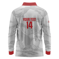 Custom Tunisia Football Long Sleeve Polo Shirt 2026 Eagles of Carthage White Grunge - Wonder Print Shop
