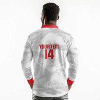 Custom Tunisia Football Long Sleeve Polo Shirt 2026 Eagles of Carthage White Grunge - Wonder Print Shop