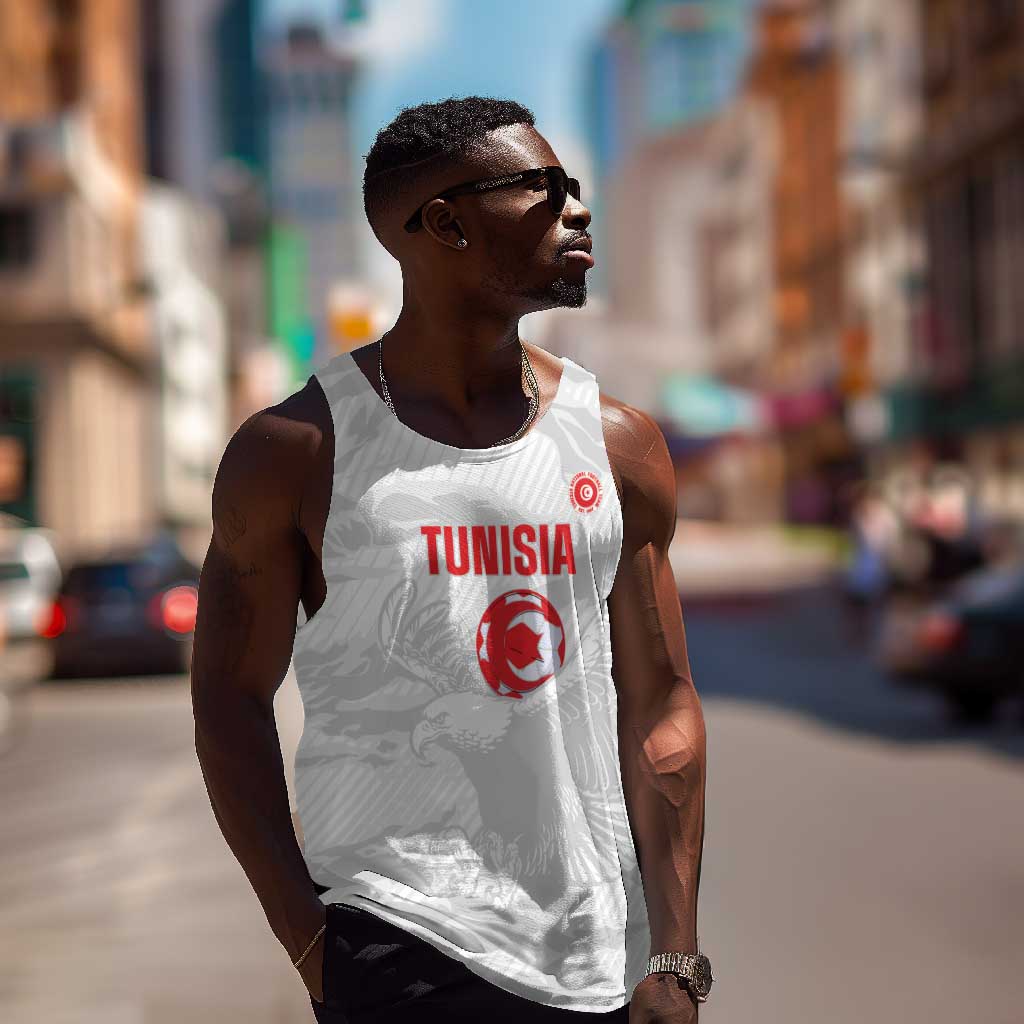 Custom Tunisia Football Men Tank Top 2026 Eagles of Carthage White Grunge - Wonder Print Shop